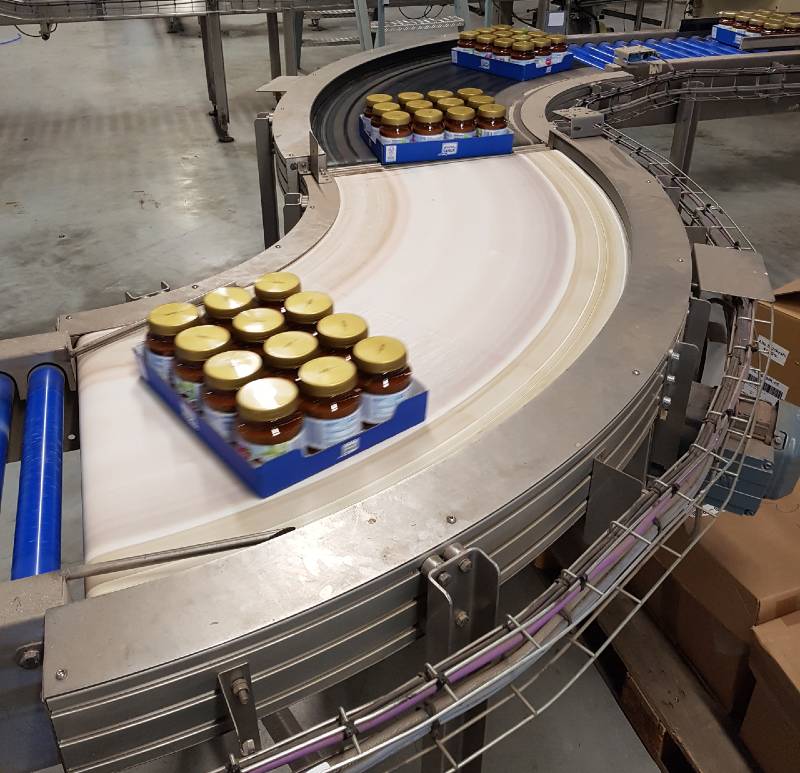 Transport of packaging with round bend Type KDC
