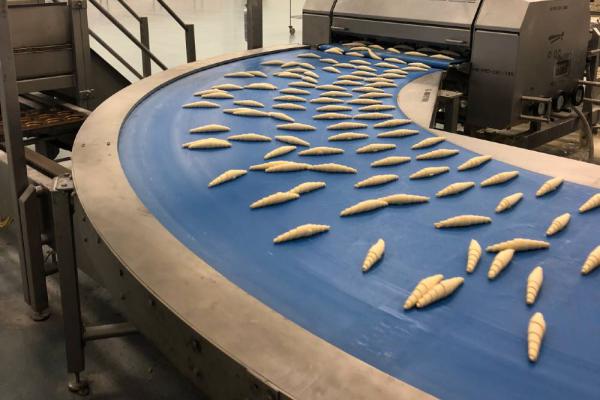 Transport of croissants with curved conveyor Type BMK