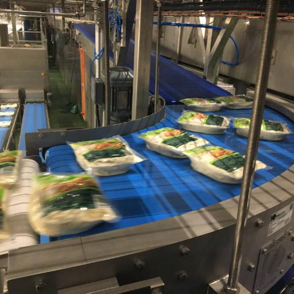 Transport of packaged potatoes with round bend Type R